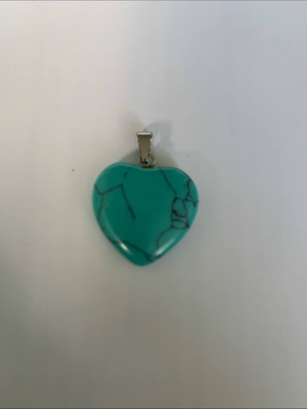 Heart-Shaped Turquoise Stone Pendant Necklace - Teal Heart Charm